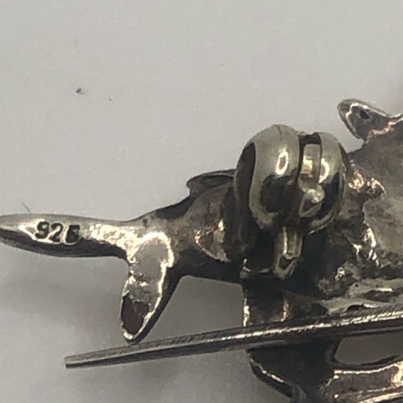 STERLING Silver Umbrella & Hat Brooch / Pendant 2.1” Vintage - Picture 4 of 5